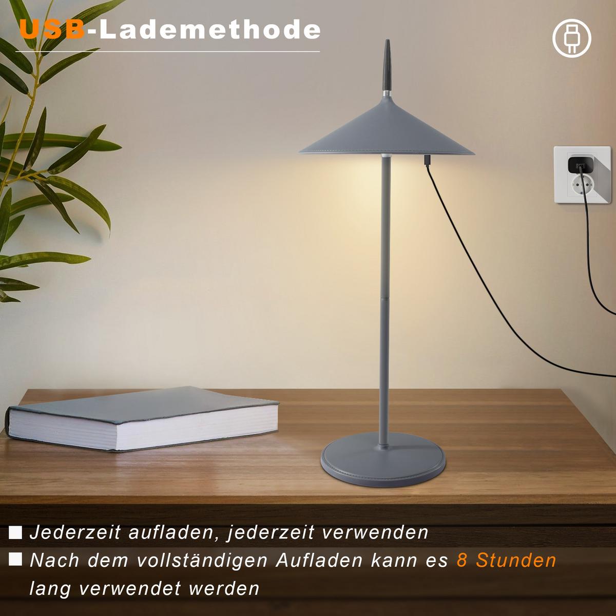TISCHLEUCHTE Funkelmann 15.4/11.5/37.6 cm - Dunkelgrau, Kunststoff/Metall (15.4/11.5/37.6cm) - ZMH