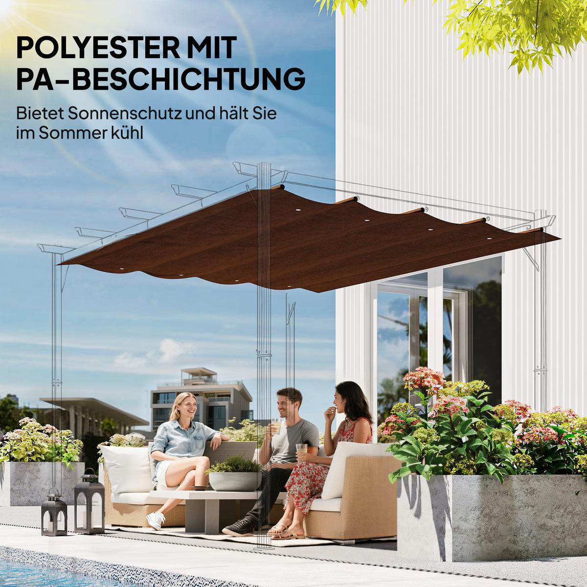 ERSATZDACH aus Polyester, Kaffee - Beige, Kunststoff (245/23/286cm) - Outsunny