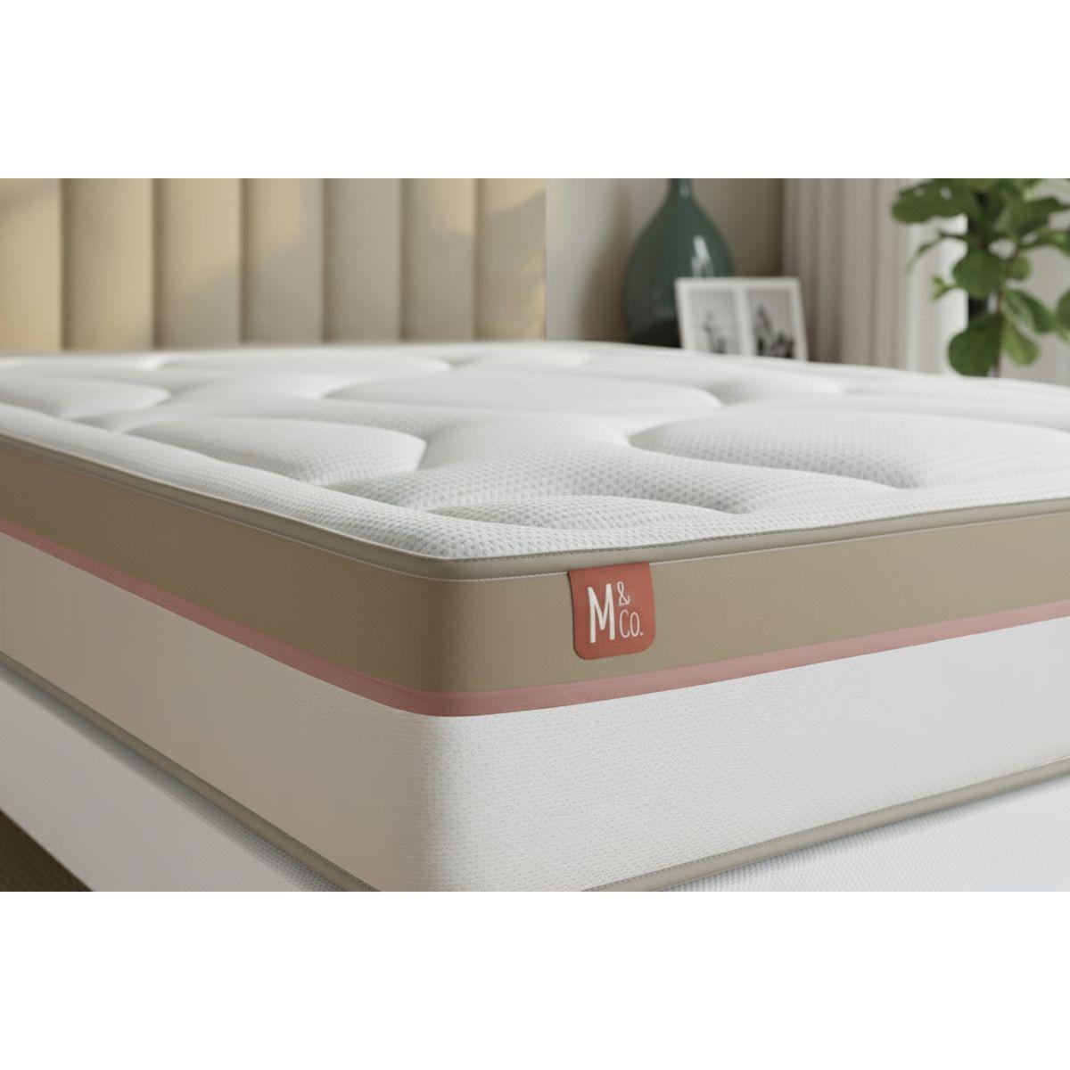 BETT Le Cosy Memory-Schaum 180 x 200 cm h3 - Kit Bettgestell Beige - Mit Kissen und Bettdecke - Beige, Karton/Holz (180/200cm) - Marmottes & Co