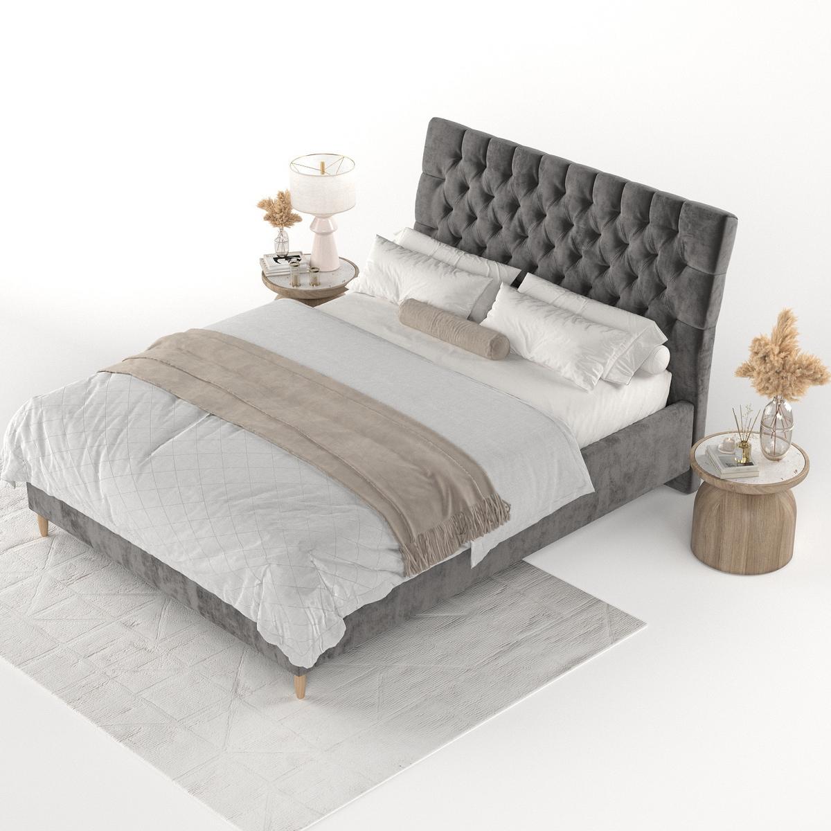 POLSTERBETT Lira 120/200 cm Anthrazit im Lotta Stoff - Anthrazit/Naturfarben, Holz/Holzwerkstoff (120/200cm) - AltaBeds