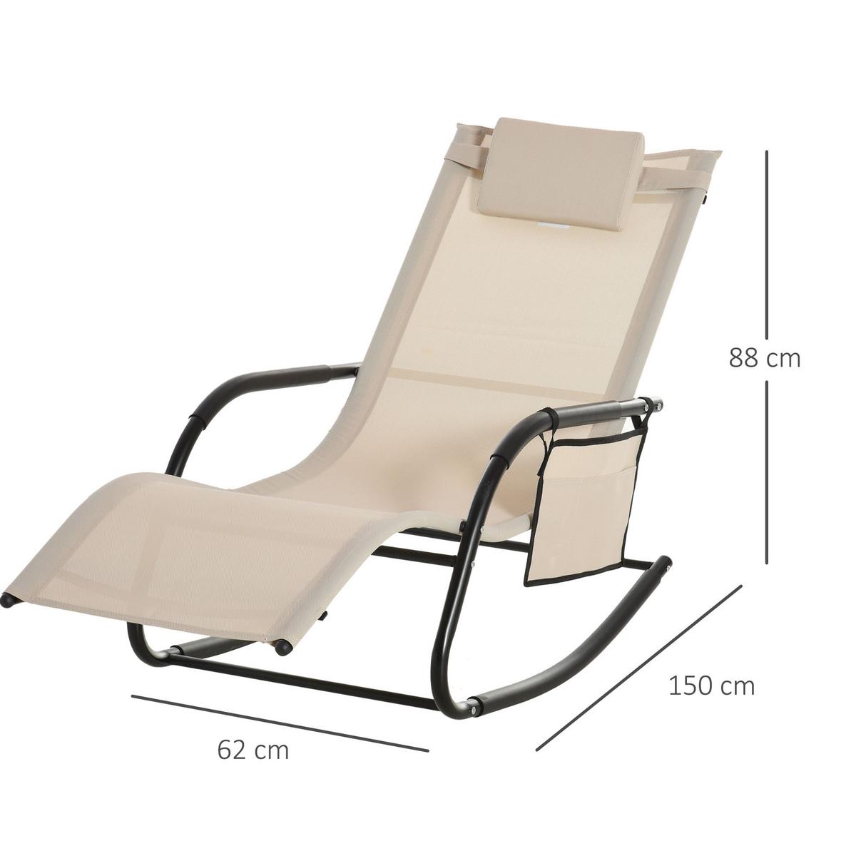 SCHAUKELSTUHL, Schwingsessel, Metall, Mesh, Beige, 150 x 62 x 88 cm - Beige, Metall (62/88/150cm) - Outsunny