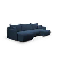 PANORAMASOFA Claudio 5 Sitzplätze Dunkelblau - Blau, Holz (290/86/148cm) - Petits-meubles
