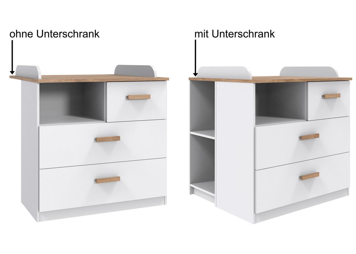 WICKELKOMMODEN-UNTERSCHRANK B34/H83/T38 cm, passend zum Babyzimmer Weiß & Eiche Dekor (22811,22812,22813) / 22814-03 - Weiß, Holzwerkstoff (34/83/38cm) - luma-home