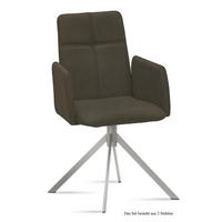 ARMLEHNSTUHL (2er-Set) Dorisa 52x92x60 Edelstahl/Khaki - Dunkelgrün/Edelstahlfarben, Kunststoff (60/92/52cm) - 58aufmkessel