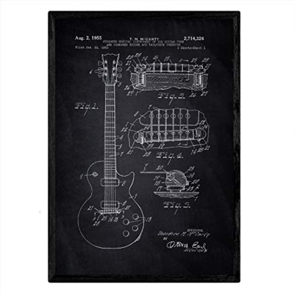 POSTER Gitarre Patent A3 Rahmenlos - Schwarz, Papier (29.7/5/42cm) - Nacnic