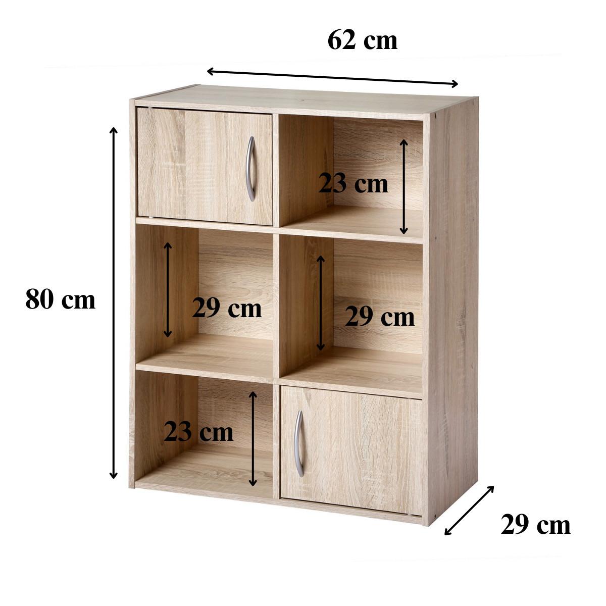 AUFBEWAHRUNGSREGAL 6 Fächer mit 2 Türen - L61,5 cm - Apfelbaumfarben, Holzwerkstoff (29.5/80/61.5cm) - Calicosy