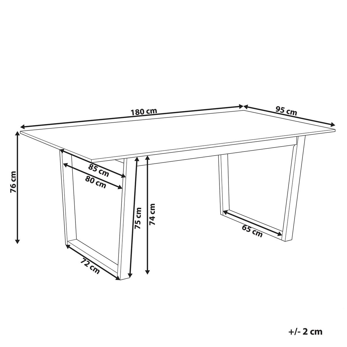 ESSTISCH Holz hellbraun 180/95 cm Camden - Hellbraun, Holzwerkstoff (180/95/76cm) - Beliani