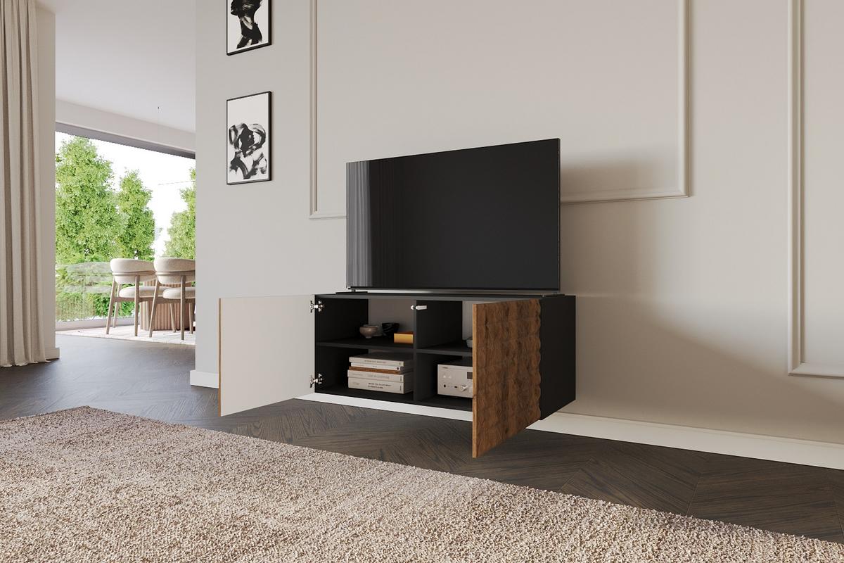 LOWBOARD VIRA-W 100x40x40 cm - Schwarz / Katania - Eiche Wotan, Holzwerkstoff (100/40/40cm) - ALTDECOR