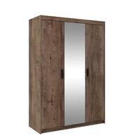 DREHTÜRENSCHRANK ELENORA 133/190,5/53cm 3-türig mit Spiegel Braun - Braun, Holzwerkstoff (133/190.5/53cm) - MASSENO