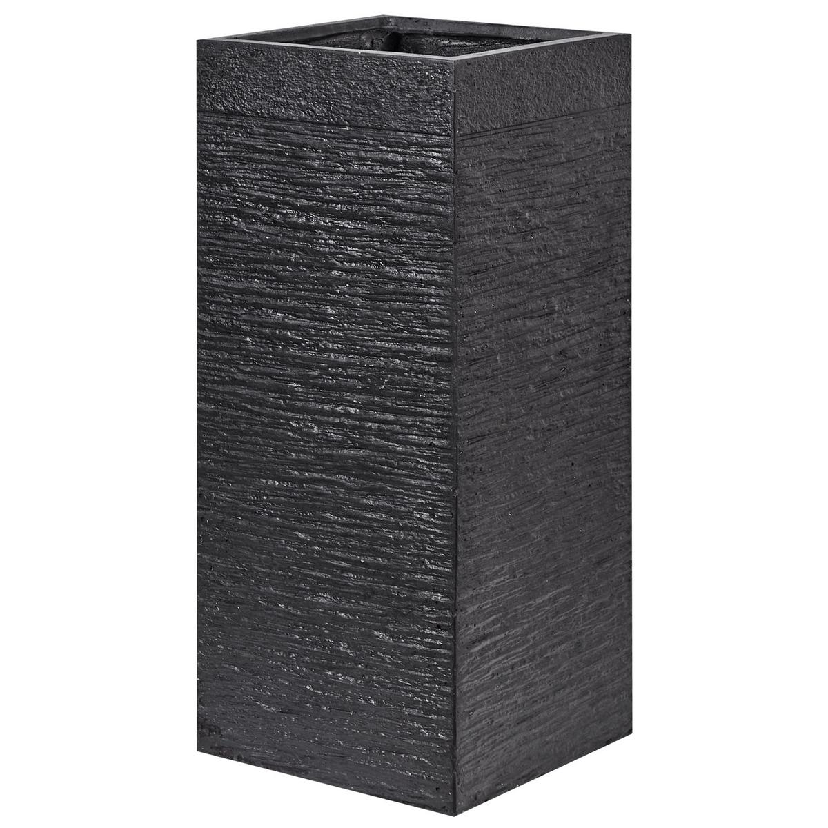 BLUMENTOPF schwarz quadratisch 26/26/60 cm Dion - Schwarz, Naturmaterialien (60cm) - Beliani