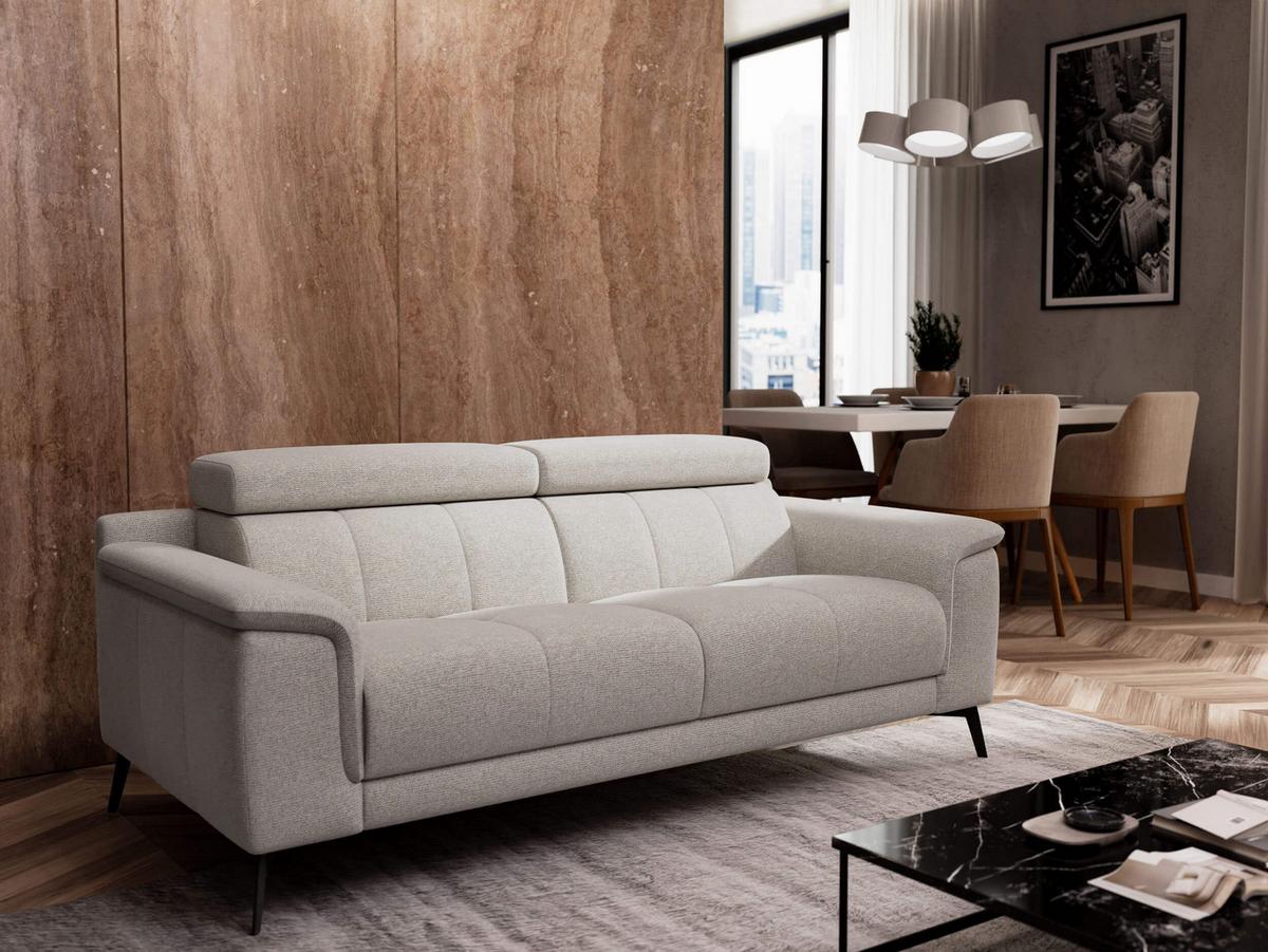 SOFA FIERO 3-Sitzer, hellgrau - Hellgrau/Schwarz, Holzwerkstoff/Textil (212/82/103cm) - Wozimo
