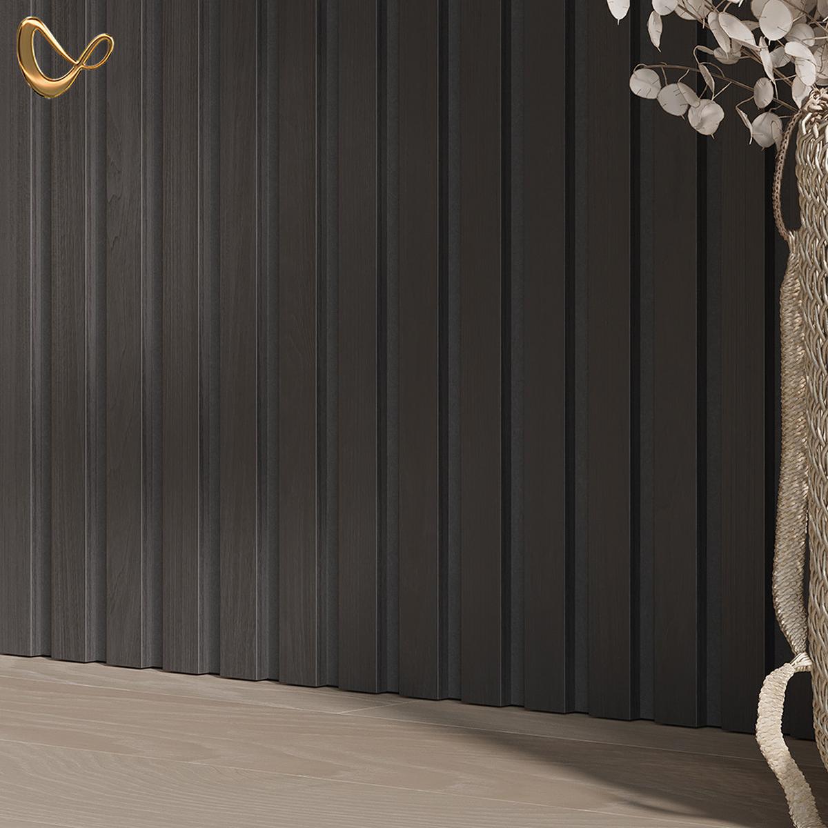 WANDPANEELE Grivola Schwarz 12 Stück - Schwarz, Holzwerkstoff (120/40/1.8cm) - Livinity®