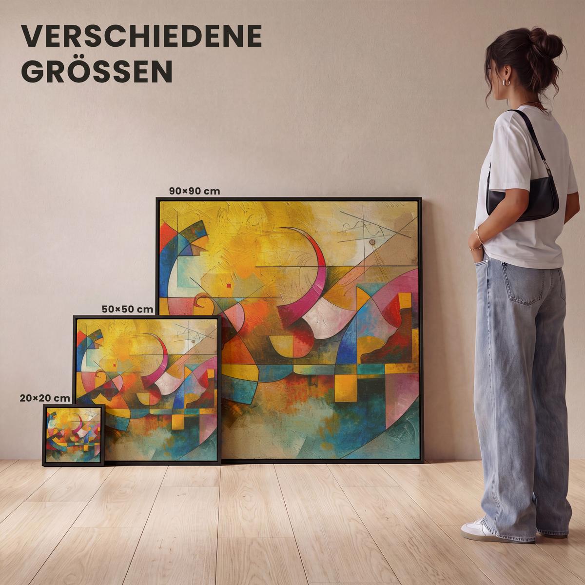 LEINWAND Bilder mit Rahmen - Kunst - Abstrakt - Modern - 20x20 - Gelb, Textil (20/20cm) - MuchoWow