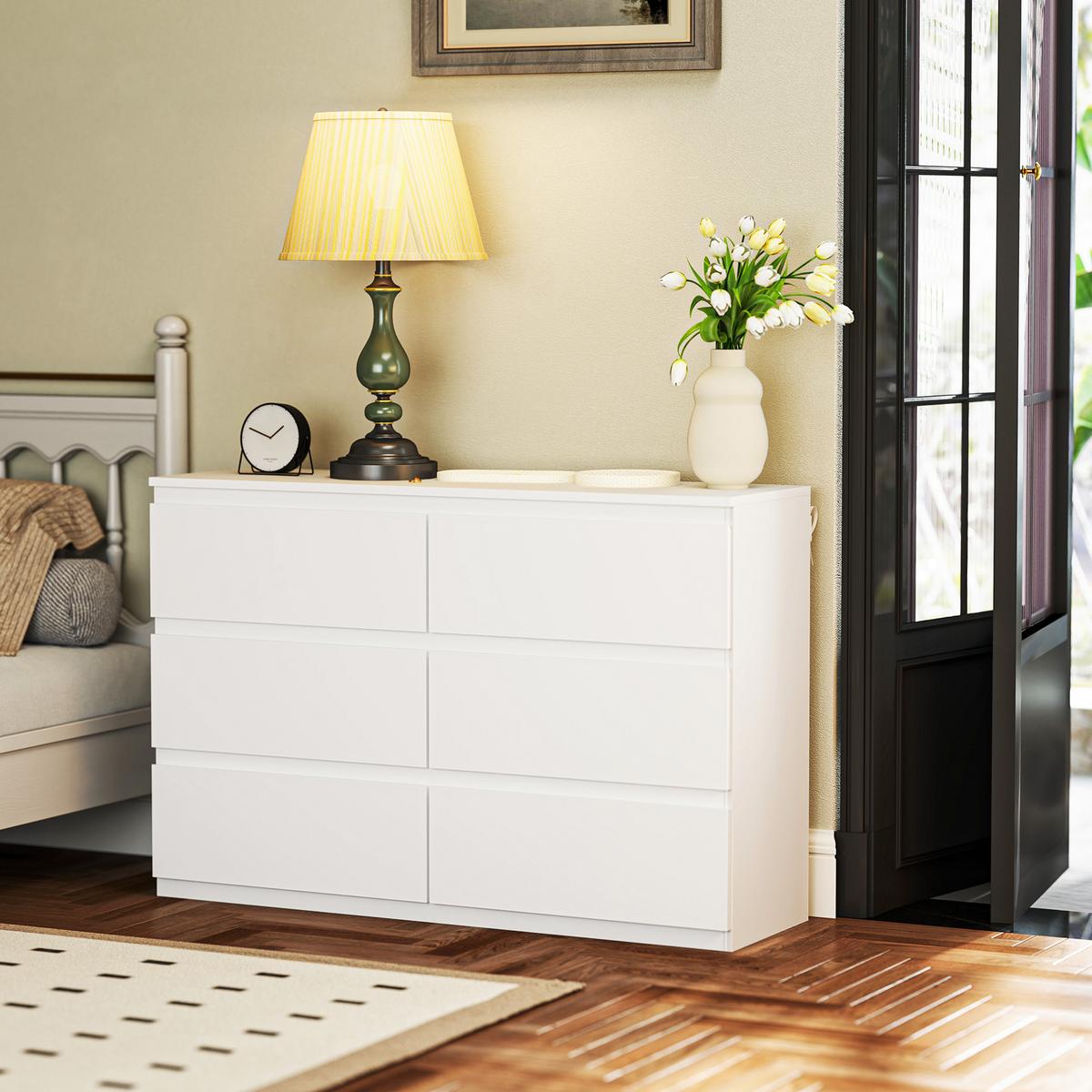 KOMMODE Spanplatte Weiß - Weiß, Holzwerkstoff/Kunststoff (34/75/112cm) - HOMCOM