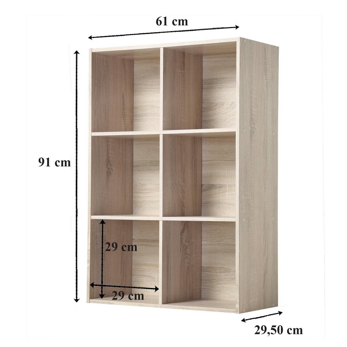 REGAL mit 6 Fächern - H91,5 x L61,5 cm - Apfelbaumfarben, Holzwerkstoff (29.5/91.5/61.5cm) - Calicosy
