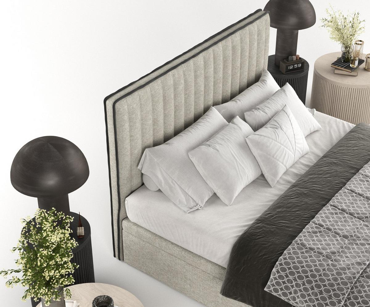 POLSTERBETT Keva mit Stauraum 180/200 cm Beige im Alta Stoff - Beige/Schwarz, Holz/Holzwerkstoff (180/200cm) - AltaBeds