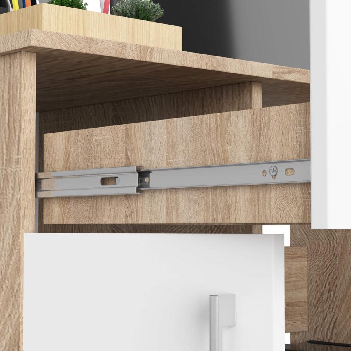 SCHREIBTISCH Eiche Sonoma, Weiß 74/90/50 - Weiß, Holzwerkstoff (90/50/74cm) - RAUMHIRSCH FURNITURE