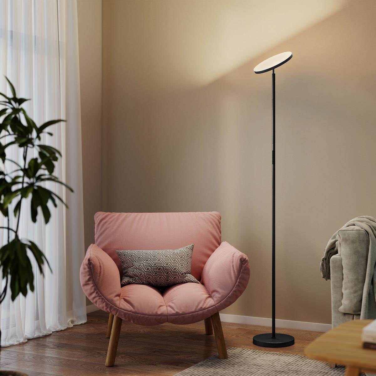 STEHLAMPE Stahl Kunststoff Schwarz - Schwarz, Metall (25/25/177cm) - HOMCOM