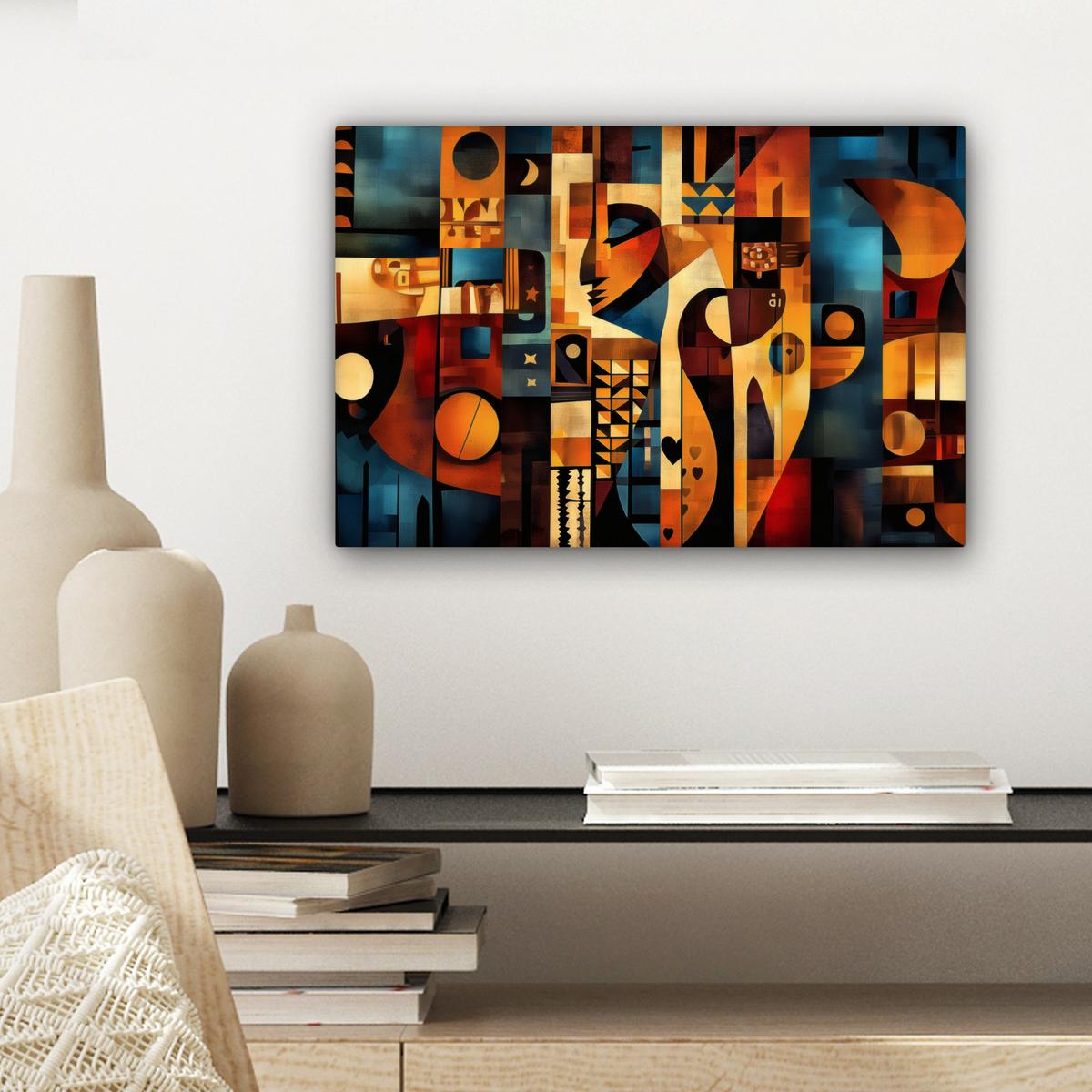 LEINWANDBILD Figuren - Abstrakt - Symbole Deko Schlafzimmer 30x20 cm - Terracotta, Textil (30/20cm) - MuchoWow
