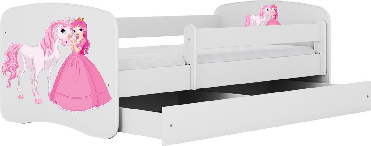 KINDERBETT Emily mit Schublade und Matratze, Weiß 80x160 cm - Rosa, Holzwerkstoff (160/80cm) - WFL GROUP