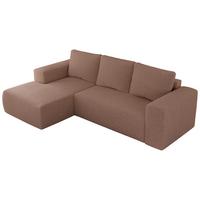 ECKSOFA TRENTINO L Rosa Boucle - Links - Schwarz/Rosa, Kunststoff/Textil (266/164cm) - MKS