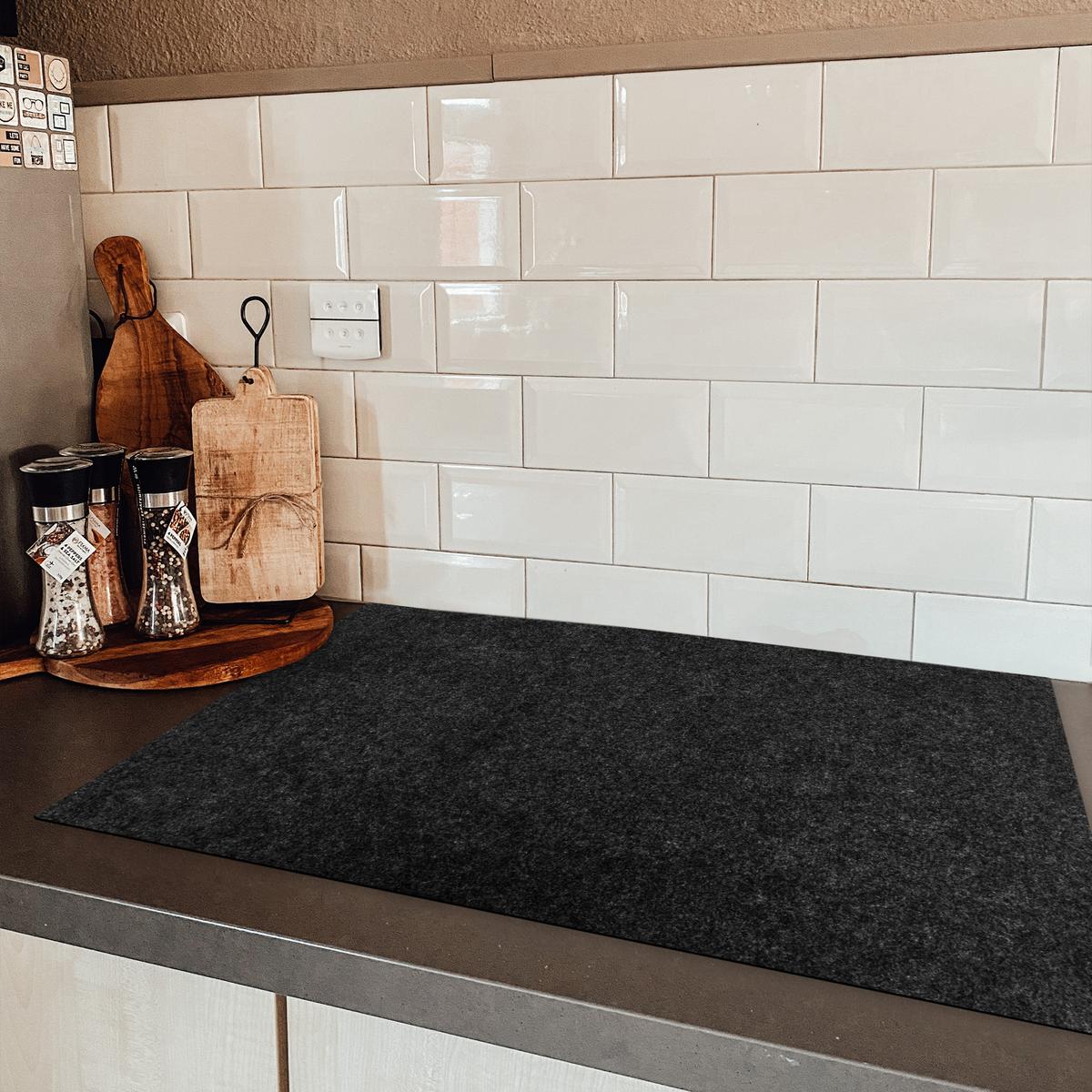 HERDABDECKPLATTE Granit - Schwarz - Granitstruktur - Dunkel Induktionsmatte 81x52 cm - Schwarz, Kunststoff (81/52/0.2cm) - MuchoWow