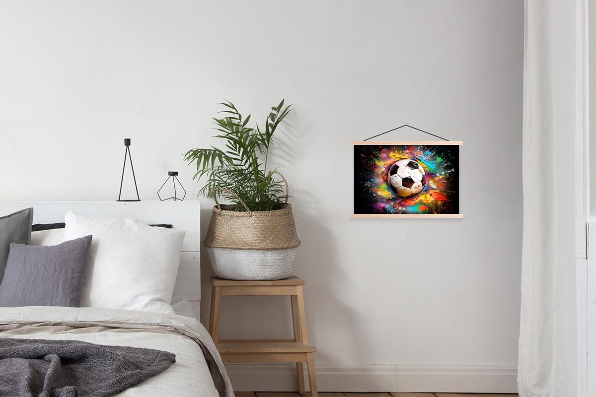 POSTER MIT MAGNETLEISTEN Fußball - Farbe - Farben - Schwarz - Weiß Wandbilder 60x40 cm - Weiß, Textil (60/40/0.15cm) - MuchoWow