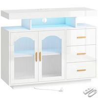 SIDEBOARD MDF Weiß - Weiß Hochglanz/Goldfarben, Holzwerkstoff/Metall (35/80/100cm) - HOMCOM