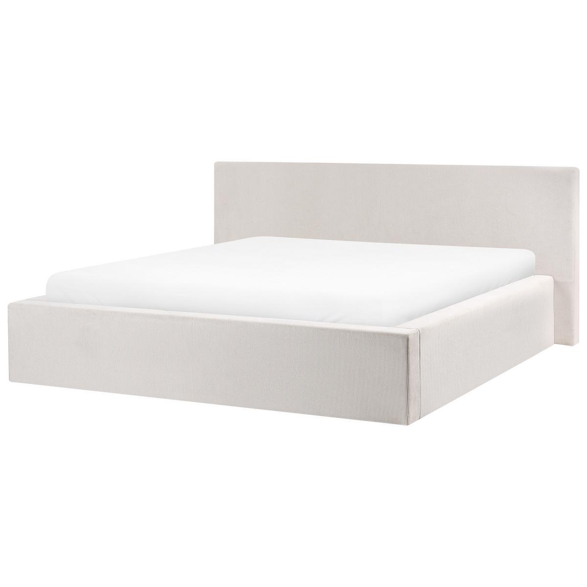 BETT mit Stauraum 180/200 cm Cord Hellbeige Lillebonne - Beige, Textil (180/200cm) - Beliani