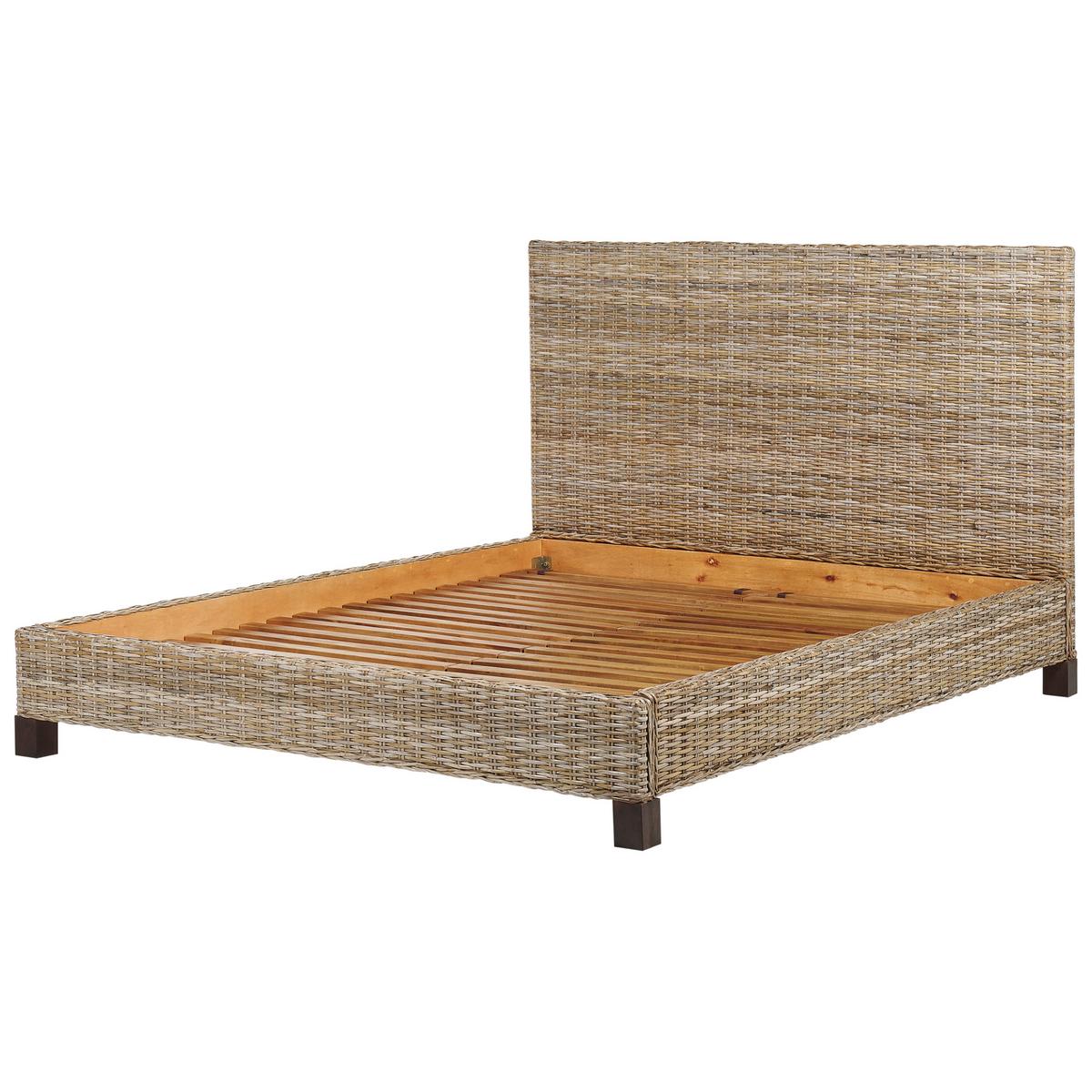 BETT mit Lattenrost 180/200 cm Rattan Naturfarben Salbris - Naturfarben, Naturmaterialien (180/200cm) - Beliani