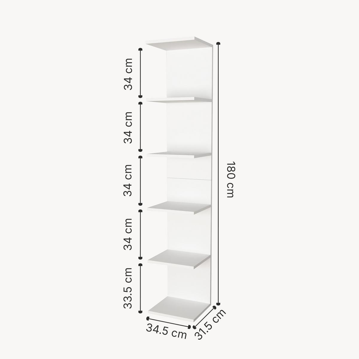 WANDREGAL Surahammar - Weiß, Holzwerkstoff (34.5/180/31.5cm) - [en.casa]