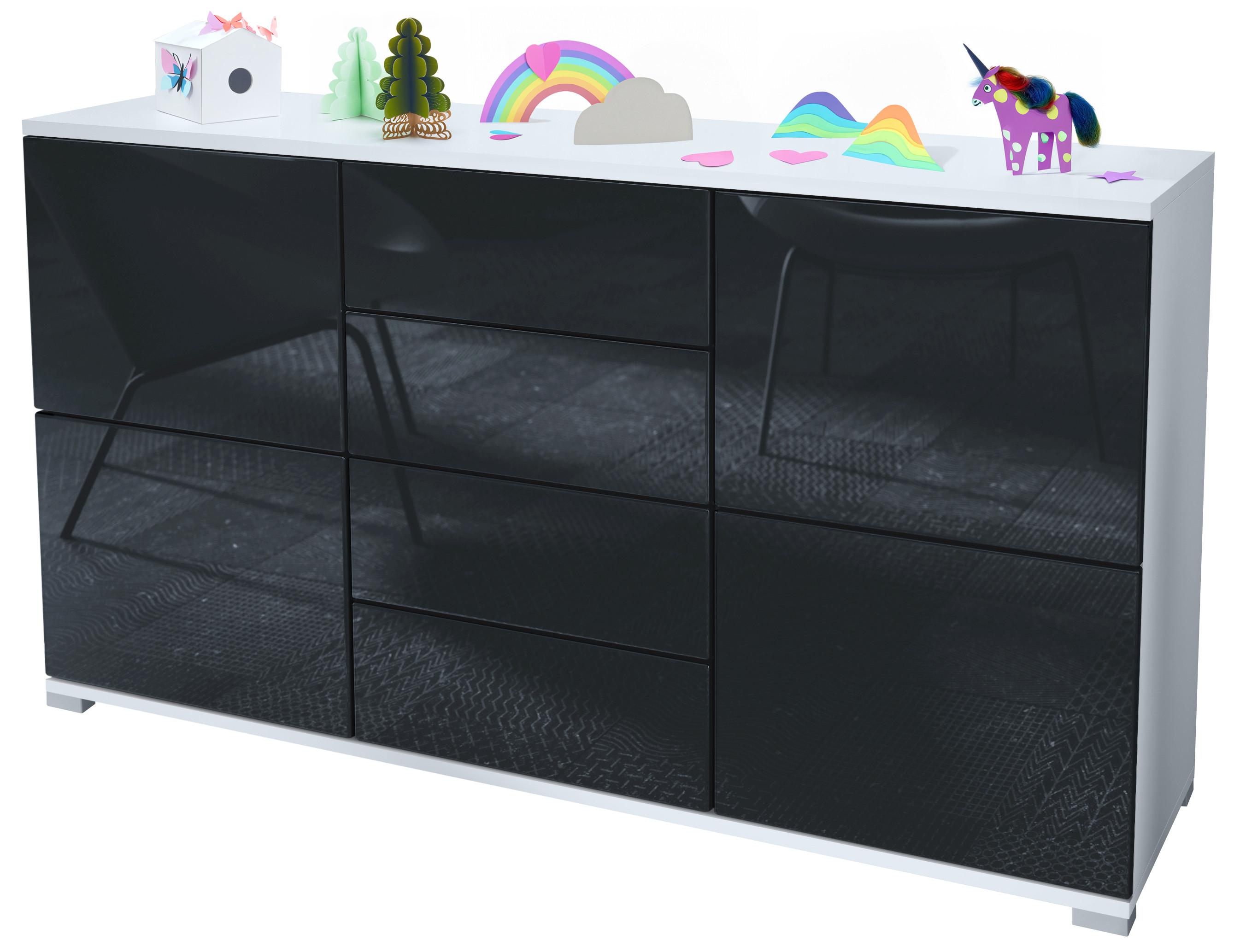 SIDEBOARD Rova Schwarz Hochglanz - Schwarz Hochglanz, Holzwerkstoff (138.5/75.5/35cm) - Vladon