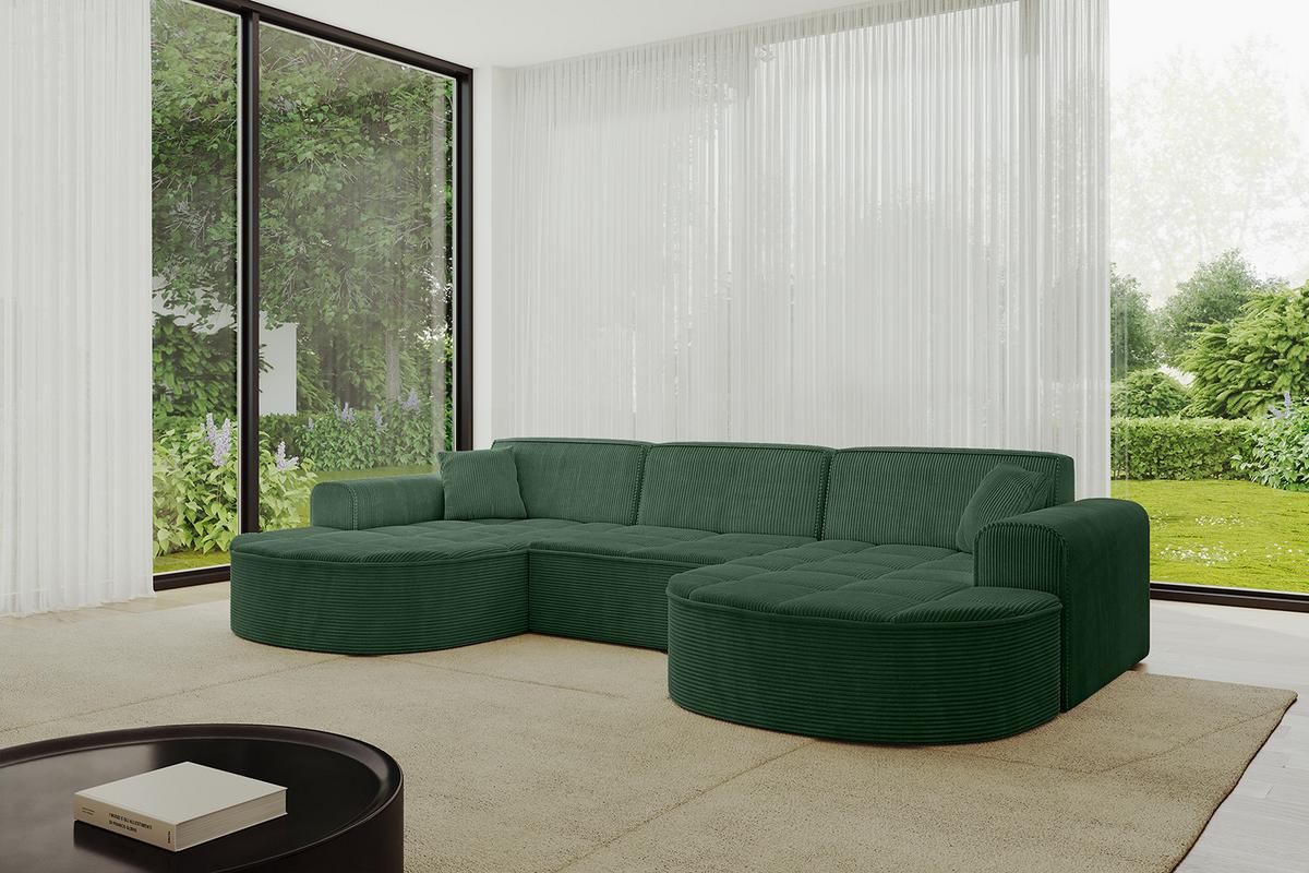 WOHNLANDSCHAFT TARO-U1 - 303x171x79,5 cm Grün - Grün, Holzwerkstoff/Textil (303/79.5/171cm) - ALTDECOR