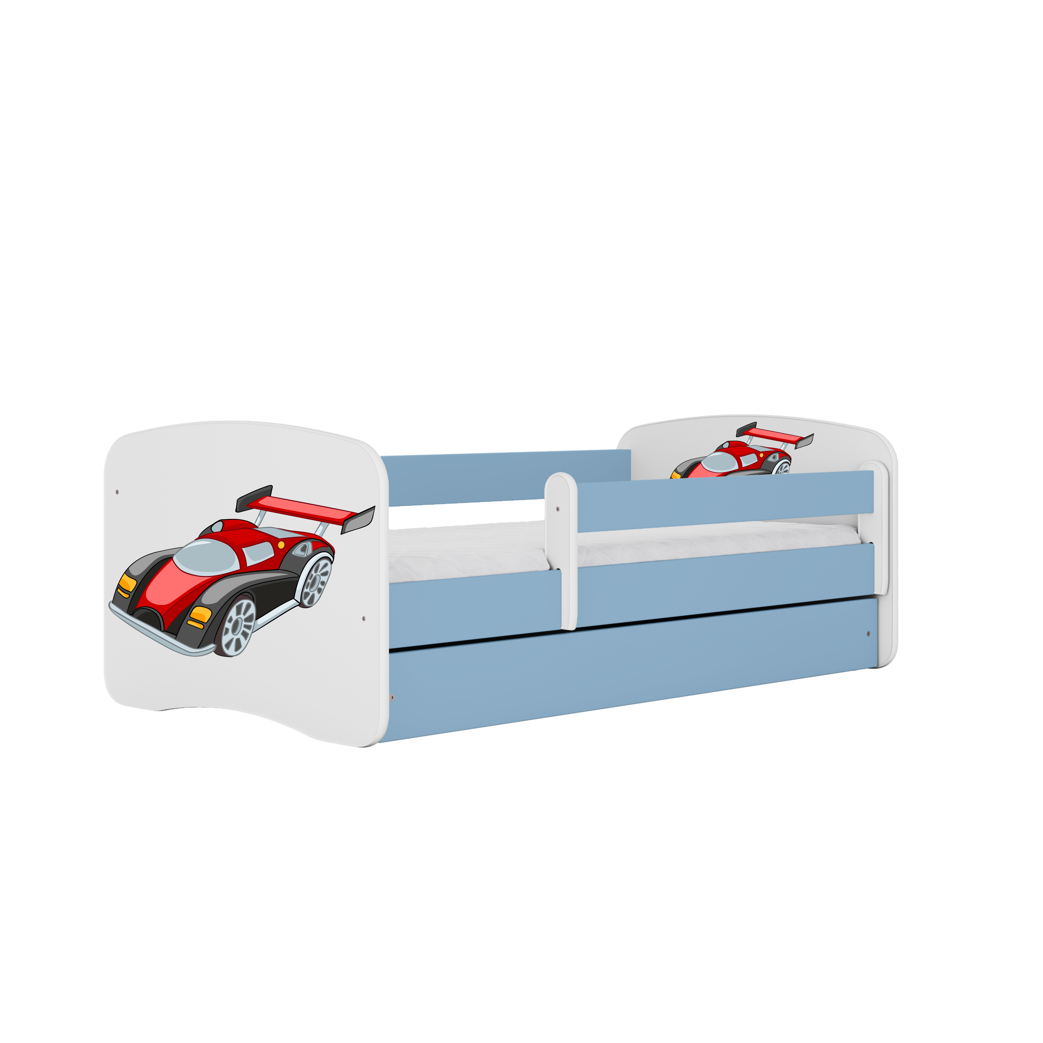KINDERBETT Rennwagen mit Schublade 140/70 80/61/144 - Blau, Holzwerkstoff (70/140cm) - RAUMHIRSCH FURNITURE