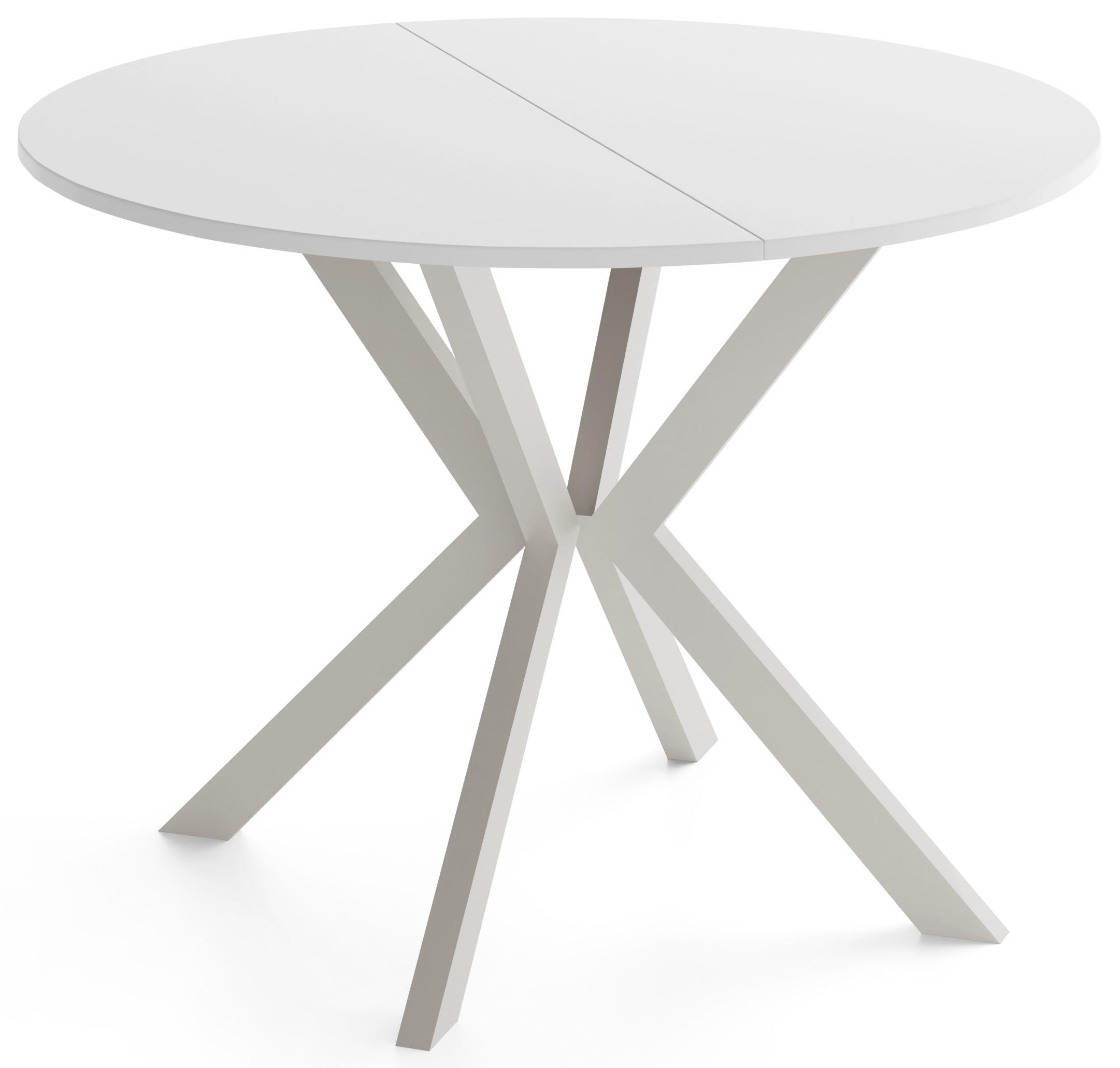 ESSTISCH Valio rund oval ausziehbar verlängerbar mit Metallbeinen in Kaschmir Grau, Weiß 90-130/90/76 cm - Kaschmir/Beige, Holzwerkstoff/Metall (90/130/76cm) - WFL GROUP