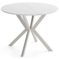 ESSTISCH Valio rund oval ausziehbar verlängerbar mit Metallbeinen in Kaschmir Grau, Weiß 90-130/90/76 cm - Kaschmir/Beige, Holzwerkstoff/Metall (90/130/76cm) - WFL GROUP