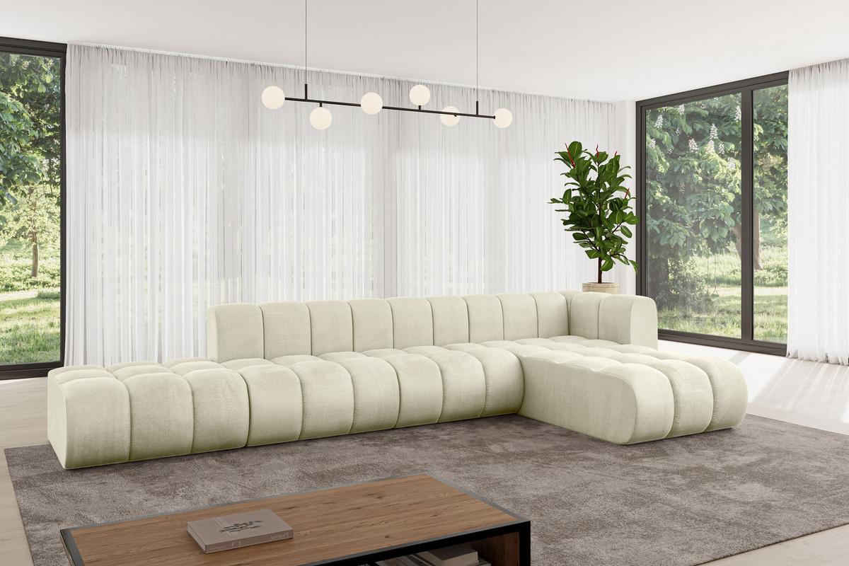 ECKSOFA modulares Sofa Zuvon-L2 - 387x177x70 cm Beige - Beige, Holzwerkstoff/Textil (387/177cm) - ALTDECOR