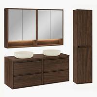 BADMÖBEL 120cm 2er-Set Dunkles Holz - Braun, Holzwerkstoff (120/52.2/46cm) - Petits-meubles
