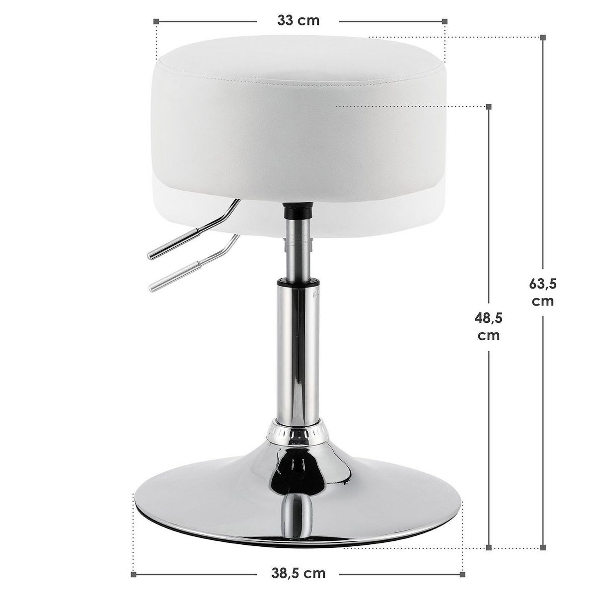 HOCKER Tonia weiß höhenverstellbar ideal für Schminktisch - Weiß, Textil (38.5/64/38.5cm) - Juskys