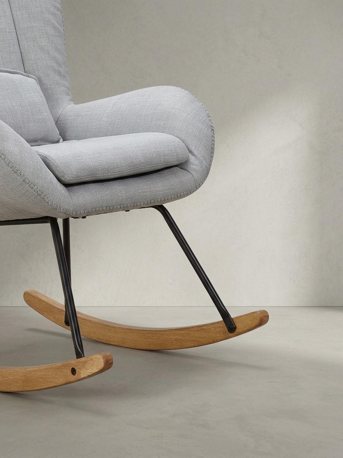 SCHAUKELSTUHL Gummibaumholz Hohe Lehne Abnehmbare Polsterung LAVANT, Anthrazit 75x88x110 cm - Anthrazit/Schwarz, Holz/Textil (75/110/88cm) - KADIMA DESIGN