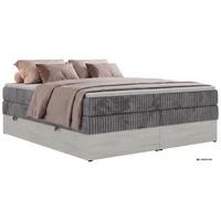 BOXSPRINGBETT NORDIC ZERO KING 180/200 - Grau Cord - Topper Visco - H3 - Schwarz/Grau, Kunststoff/Textil (180/200cm) - MKS