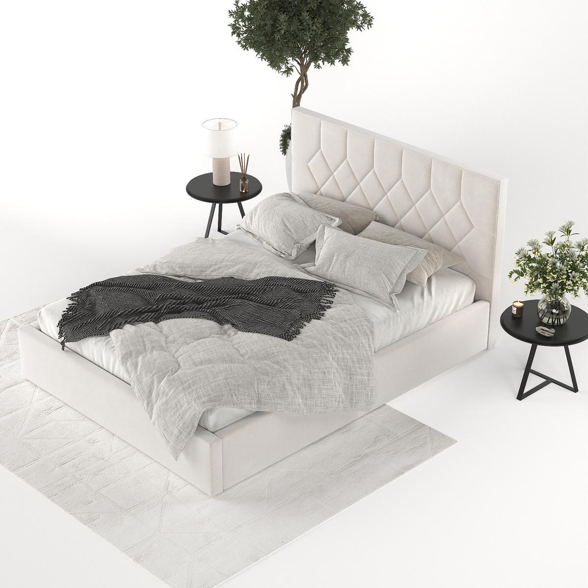 POLSTERBETT Brisa 140/200 cm Creme im Paros Stoff - Creme/Schwarz, Holz/Holzwerkstoff (140/200cm) - AltaBeds