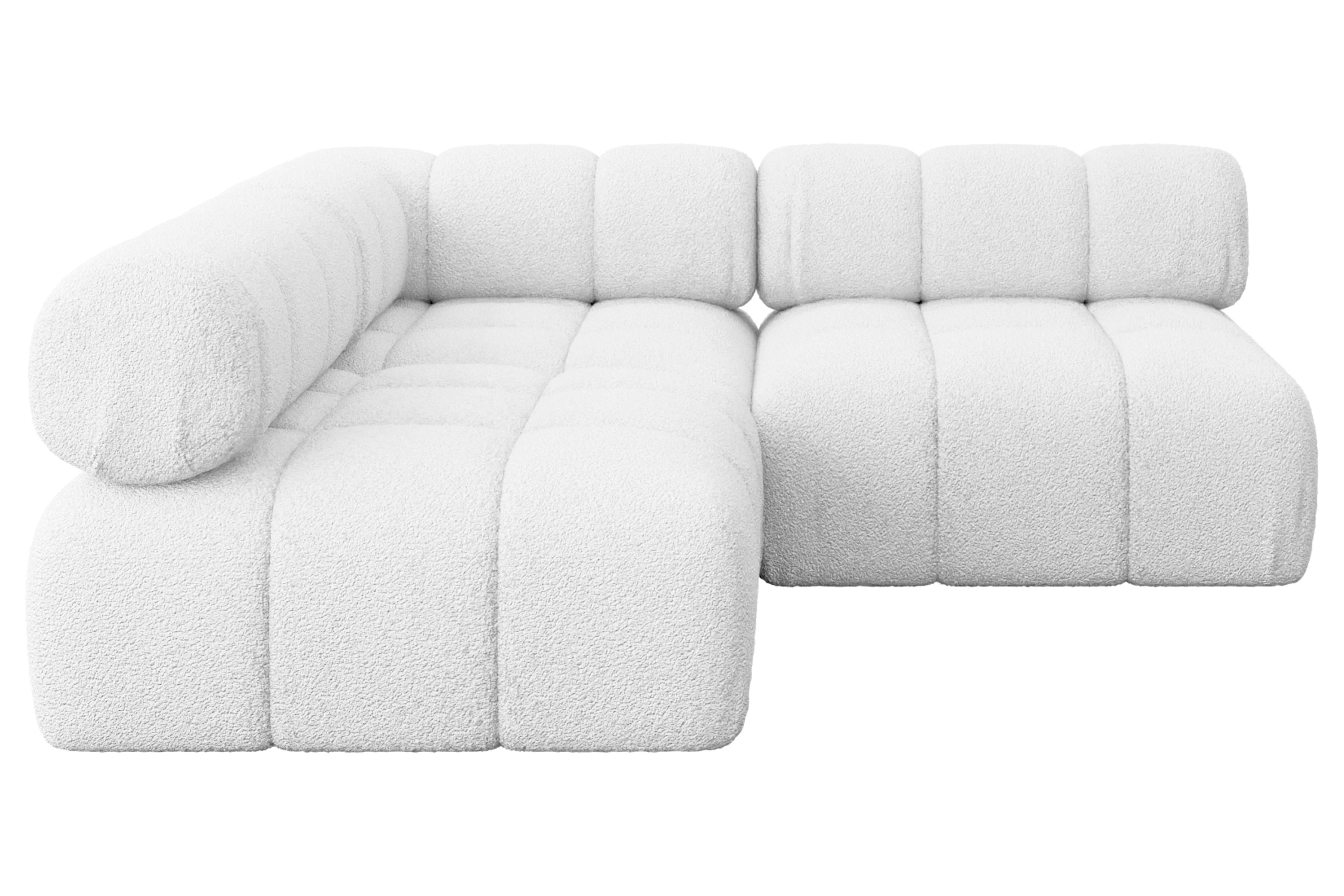 ECKSOFA modulares Sofa Samaro-L1 - 190x190x70 cm Weiß Bouclé - Weiß, Holzwerkstoff/Textil (190/190cm) - ALTDECOR