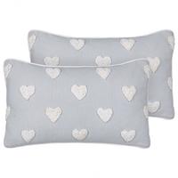 DEKOKISSEN 2er-Set Grau 30/50 cm Gazania - Weiß/Grau, Textil (30/50cm) - Beliani