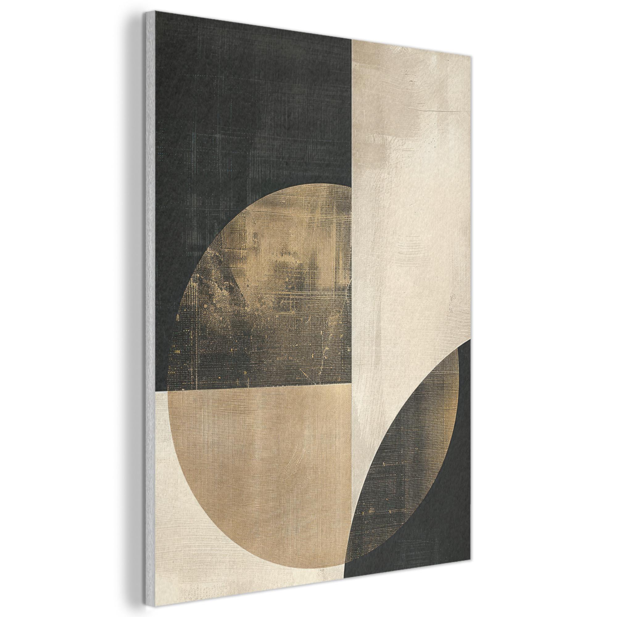 AKUSTIKBILD Abstrakt - Geometrische Formen - Schwarz - Gold Kunstdruck Schlafzimmer 50x70 cm - Ecru, Kunststoff (50/70/0.9cm) - MuchoWow