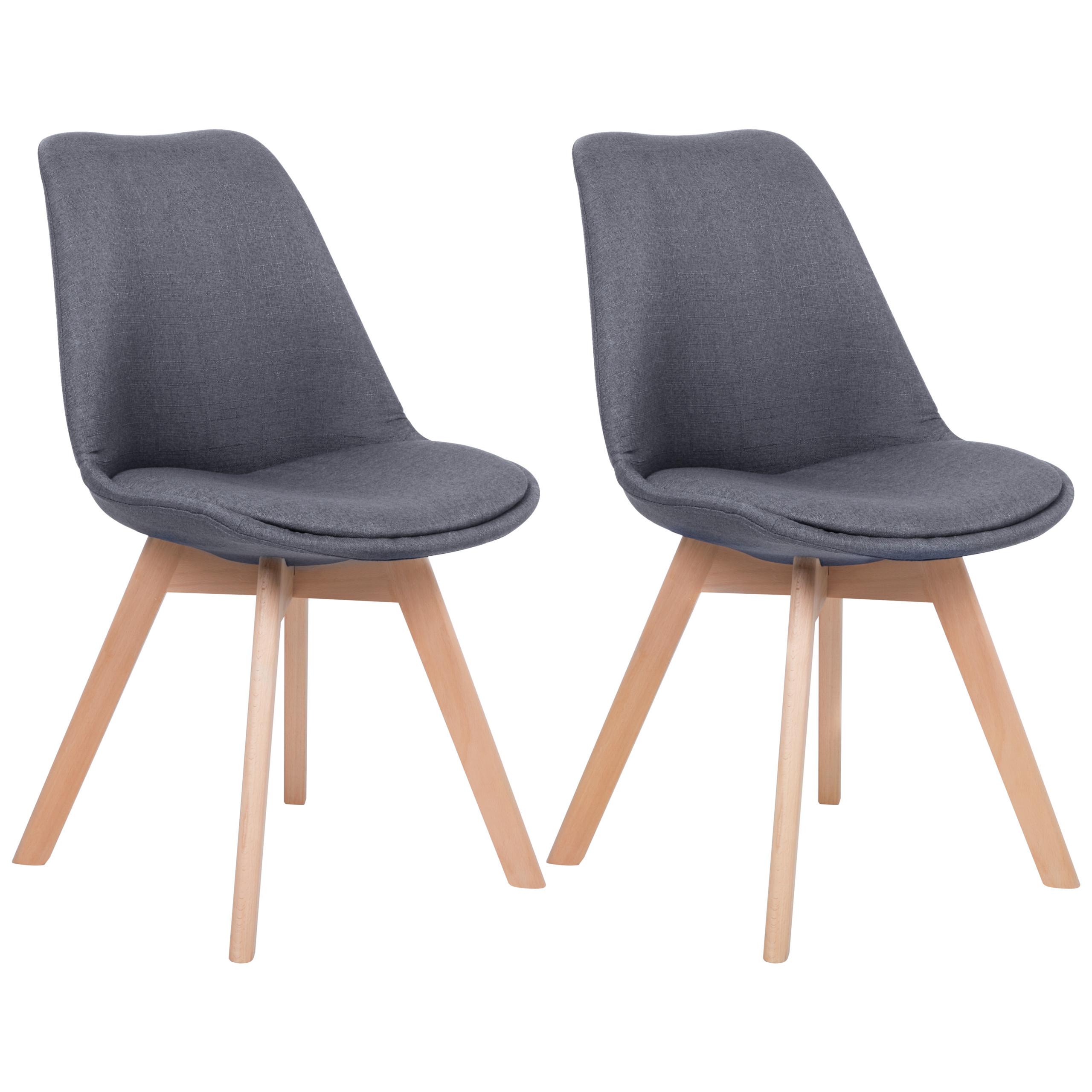 ESSZIMMERSTUHL 2er-Set Polsterbezug Grau Dakota - Grau, Holz/Textil (47/84/43cm) - Beliani