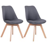 ESSZIMMERSTUHL 2er-Set Polsterbezug Grau Dakota - Grau, Holz/Textil (47/84/43cm) - Beliani