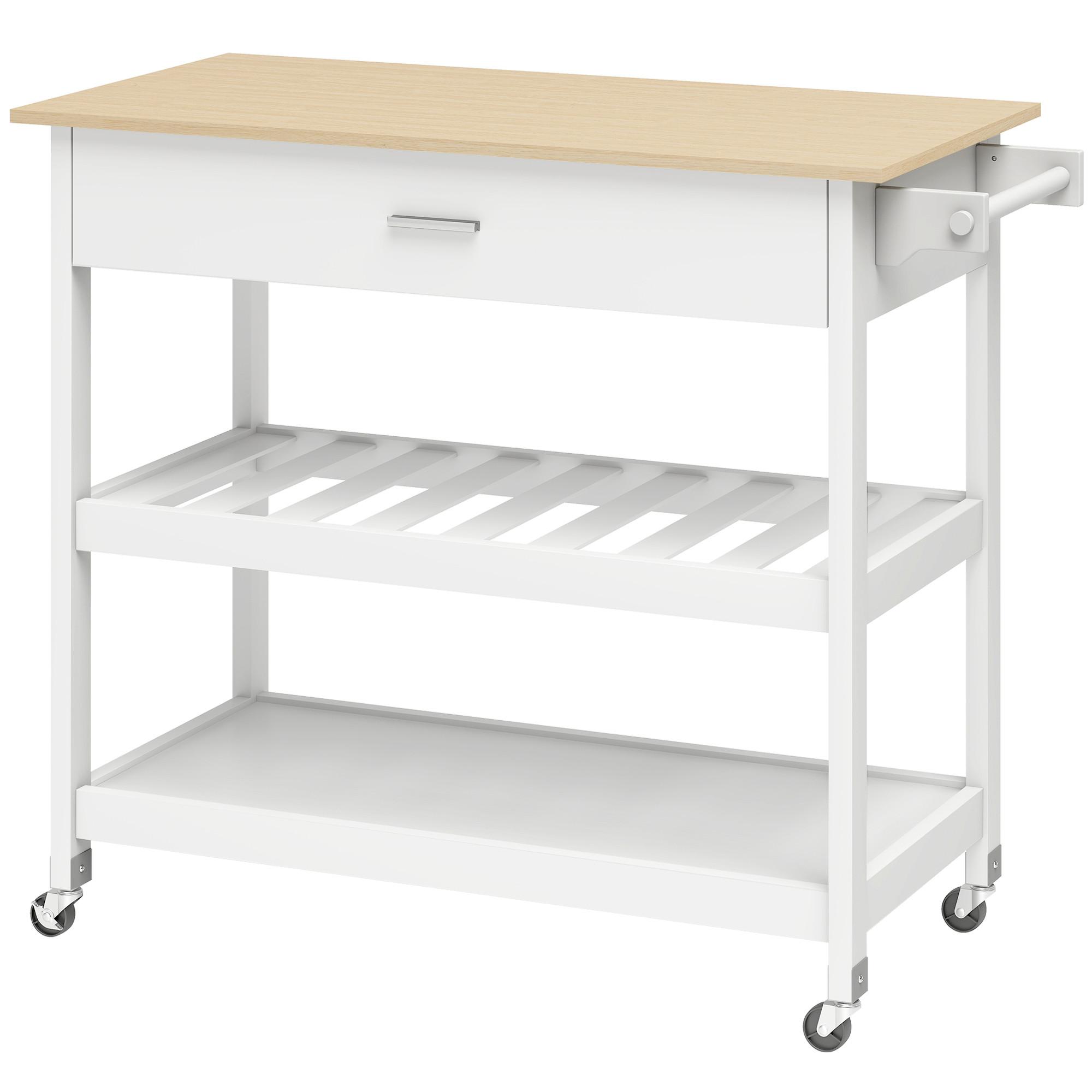 KÜCHENWAGEN MDF Weiß - Weiß, Holzwerkstoff (51/92.5/108.8cm) - HOMCOM