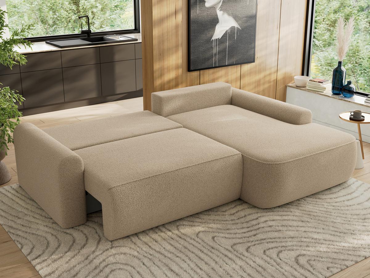 ECKSCHLAFSOFA CUBO L Hellbraun Boucle - rechts - Schwarz/Braun, Kunststoff/Textil (187/273cm) - MKS