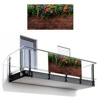 BALKON-SICHTSCHUTZ Blumen - Wand - Grün - Orange Witterungsbeständig 200x110 cm - Rotbraun, Kunststoff (200/110cm) - MuchoWow